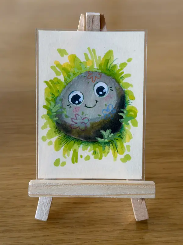 Silly Pet Rock aceo art card