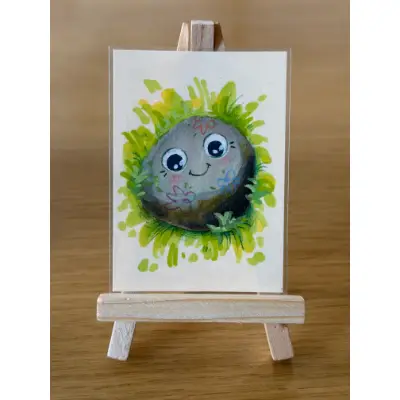 Silly Pet Rock aceo art card thumbnail 1