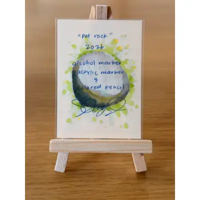 Silly Pet Rock aceo art card thumbnail 2