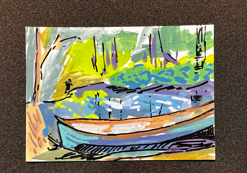 Irish Rowboat aceo art card