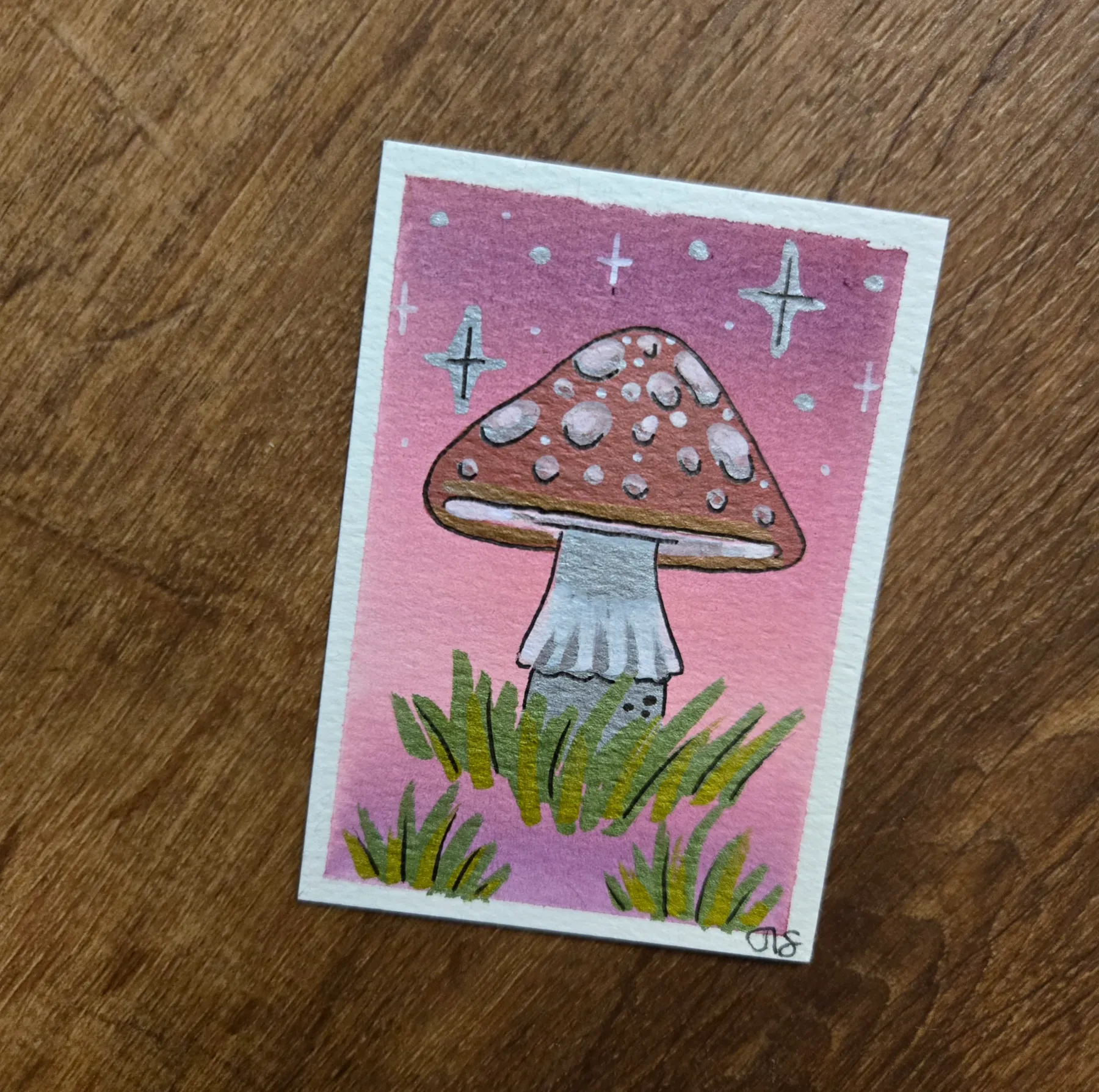 Mushroom aceo art card