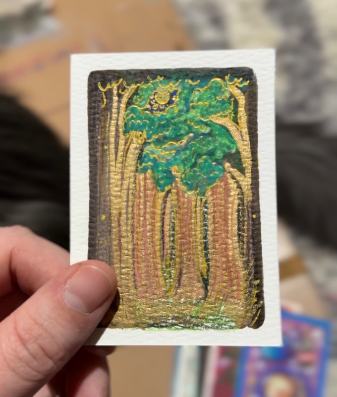Golden Forest aceo art card