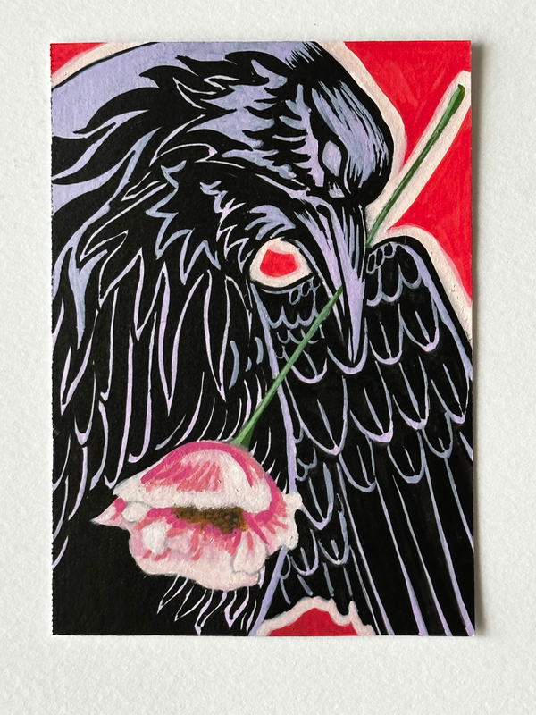 Crow aceo art card