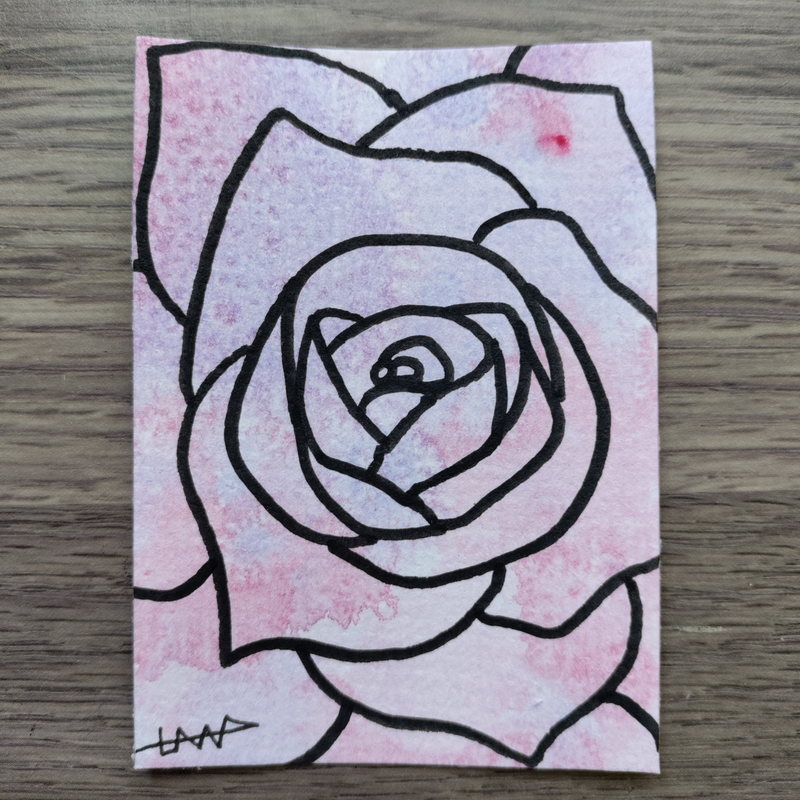 ACEO Original Painting Acrylic Paint_ Flowers #4/9  2.5x3.5 in  On Paper by Lima aceo art card