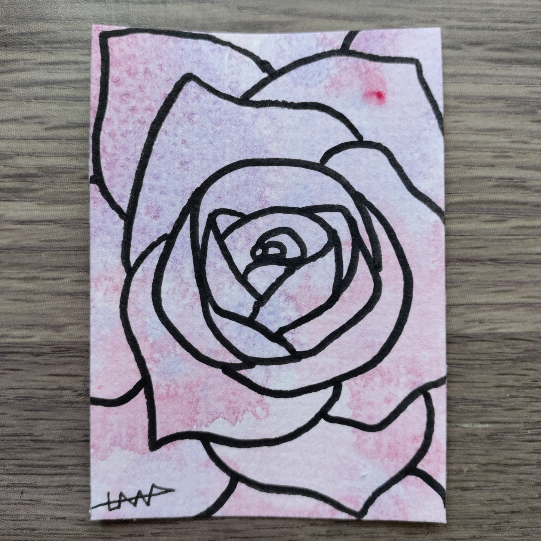 ACEO Original Painting Acrylic Paint_ Flowers #4/9 2.5x3.5 in On Paper by Lima aceo art card