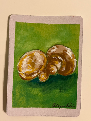 Acrylic mushrooms aceo art card thumbnail 1