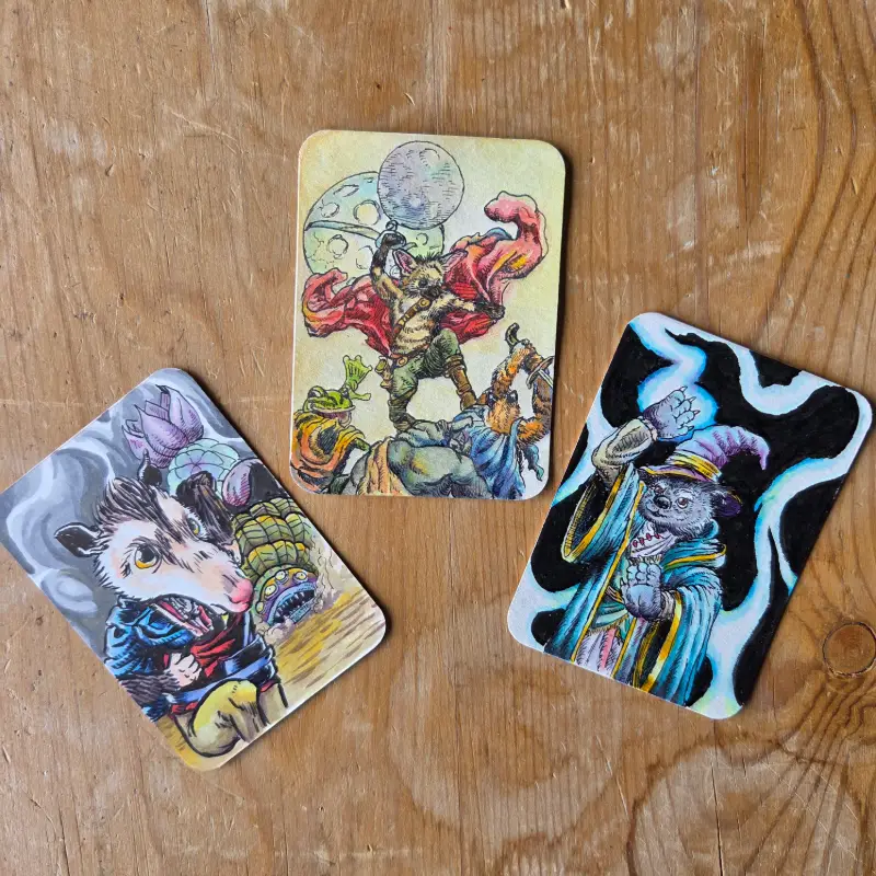 Animal adventurers! aceo art card