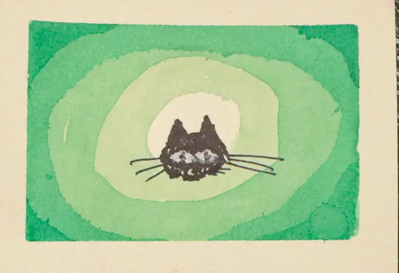 Emerald Arrival is 2nd in the Tiny Portals of Wonder Series aceo art card