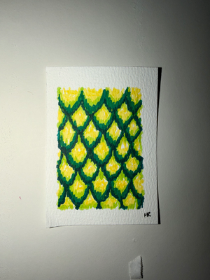 Lime Dragon Scales aceo art card thumbnail 1