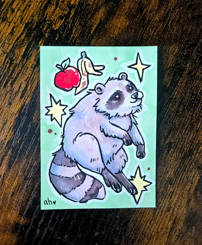 A Trash Panda's Dream aceo art card