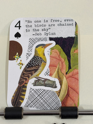 Bird Floral Bob Dylan quote collage print by Mazerzine aceo art card thumbnail 1