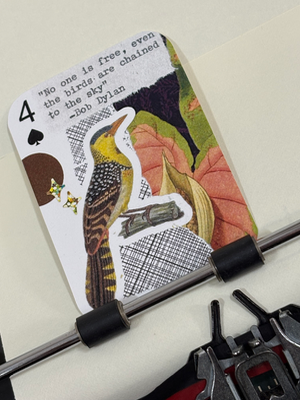 Bird Floral Bob Dylan quote collage print by Mazerzine aceo art card thumbnail 2