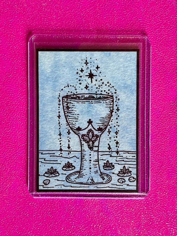 “Ace of Cups” whimsical Tarot inspired drawing aceo art card