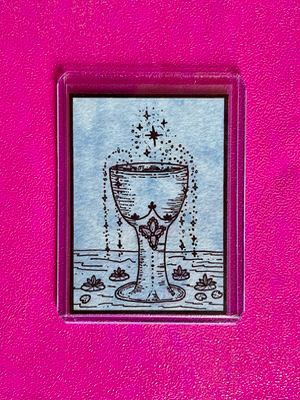 “Ace of Cups” whimsical Tarot inspired drawing aceo art card thumbnail 2
