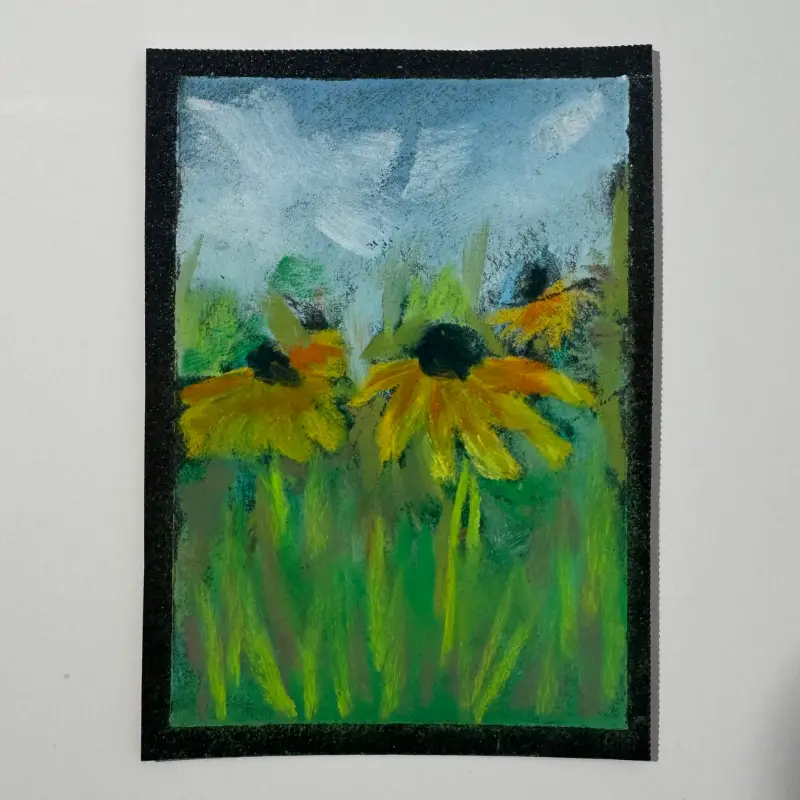 My Girl's Coneflowers aceo art card