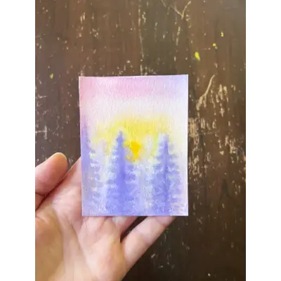 Sunrise Pines aceo art card thumbnail 1