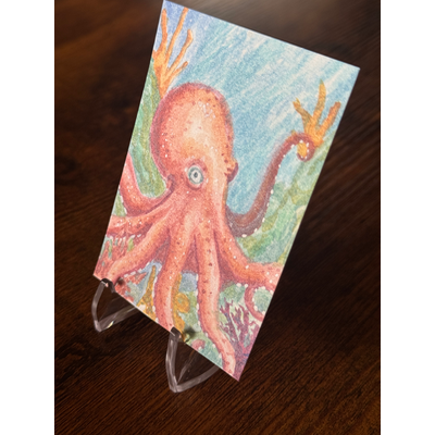 Octopus in the Reef aceo art card thumbnail 3