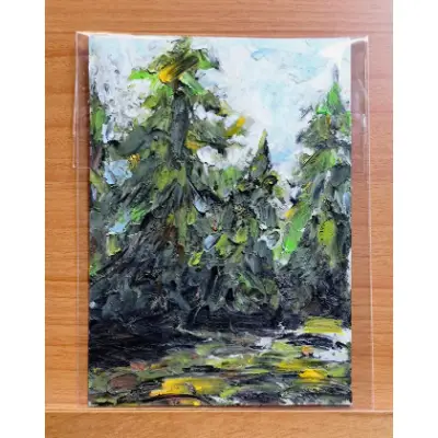 Pine Trees aceo art card thumbnail 2