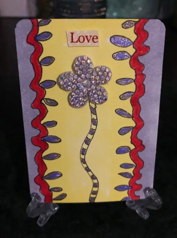 Love Glitter Flower aceo art card