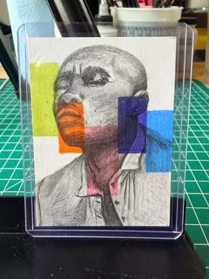 Echoes Beneath- Original ACEO Mixed Media Portrait aceo art card thumbnail 3