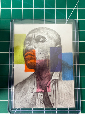 Echoes Beneath- Original ACEO Mixed Media Portrait aceo art card thumbnail 1