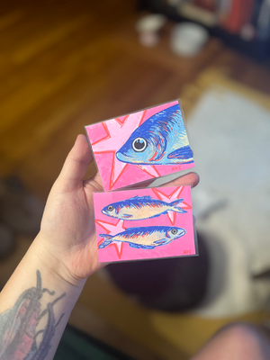 Starburst Sardine (1 of 2) aceo art card thumbnail 2
