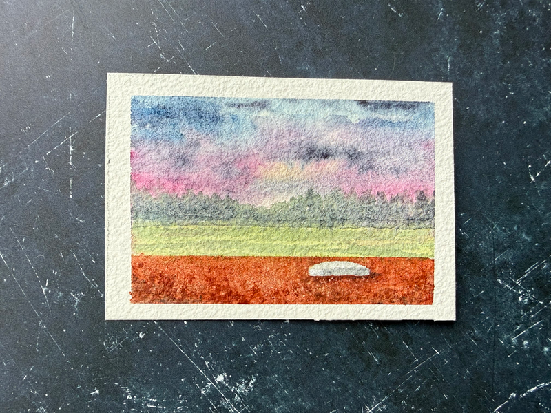Twilight over Second Base aceo art card