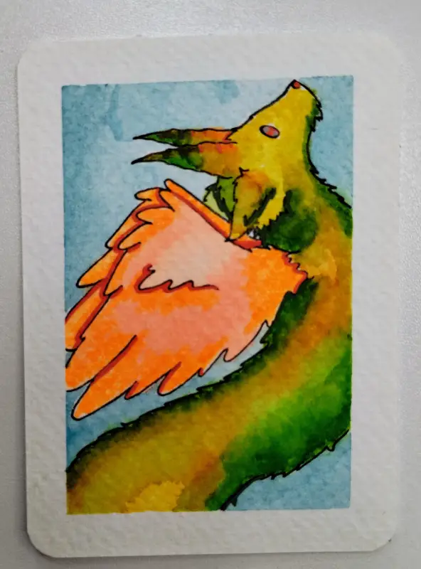 Feathered Citrus 🍋 aceo art card