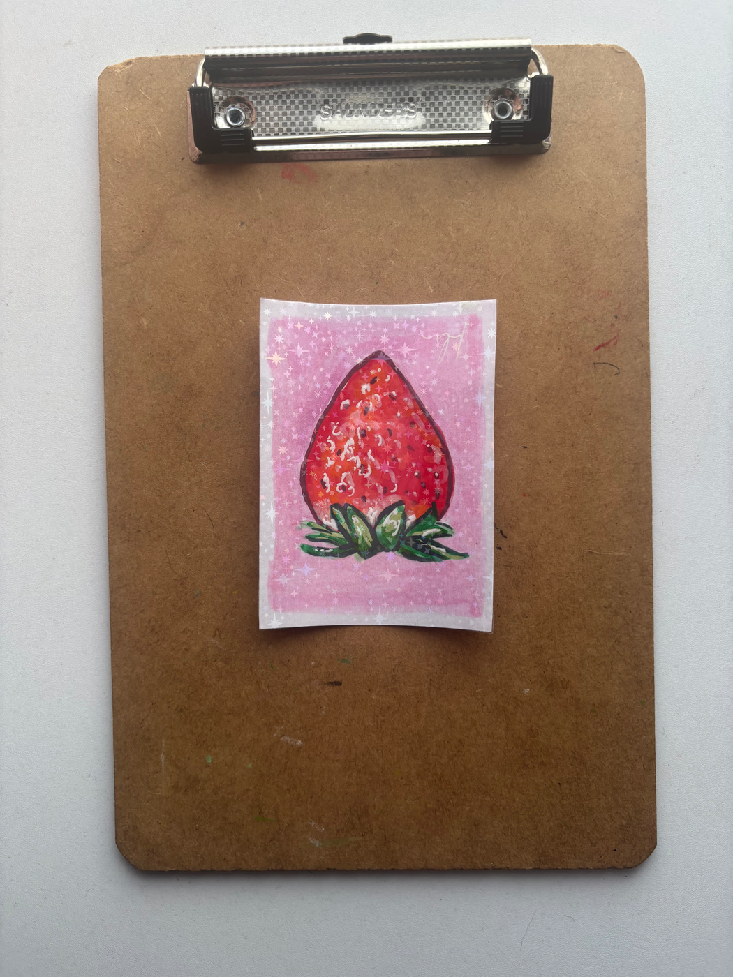 “Upside Down Strawberry” aceo art card