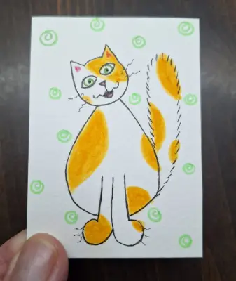 Cat Nipped! aceo art card thumbnail 2