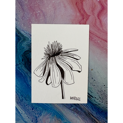 Wilting Zinnia aceo art card thumbnail 3