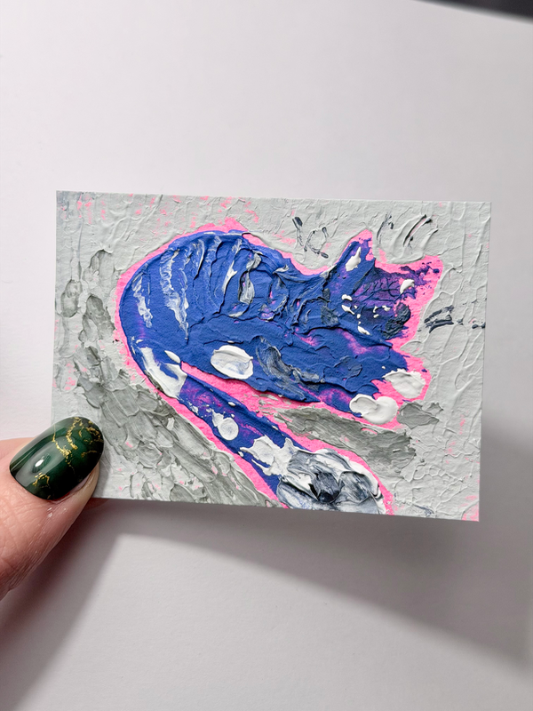 Abstract blue tabby cat by Lizz aceo art card