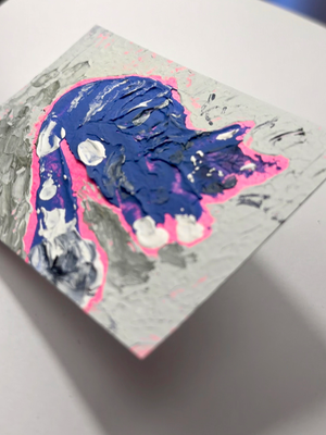 Abstract blue tabby cat by Lizz aceo art card thumbnail 2