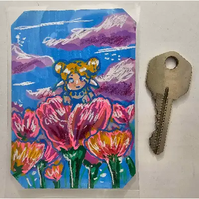 Tiptoe in the Tulip aceo art card thumbnail 2