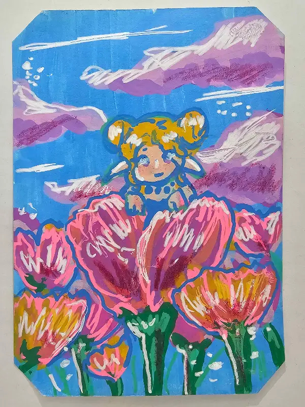 Tiptoe in the Tulip aceo art card