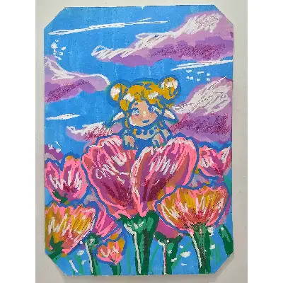Tiptoe in the Tulip aceo art card thumbnail 1