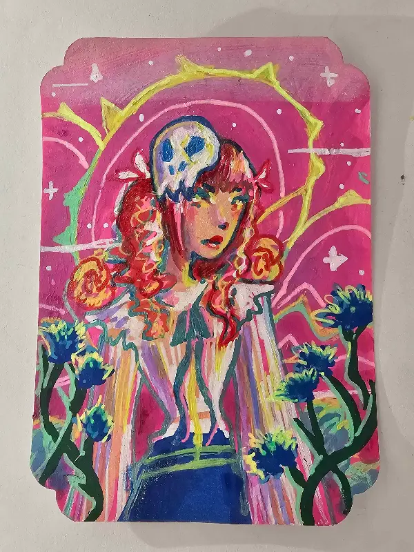 Skull Mask aceo art card