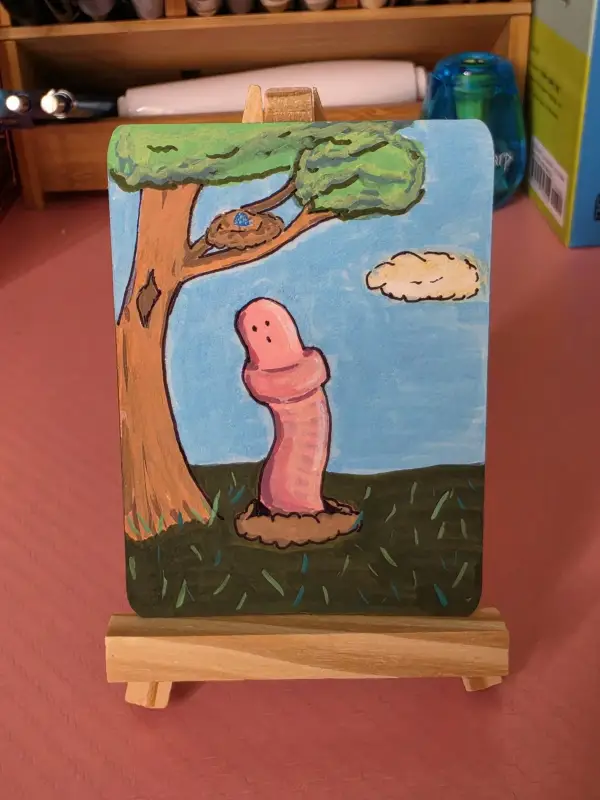 The Nest (Earth Worm) aceo art card