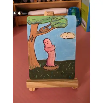 The Nest (Earth Worm) aceo art card thumbnail 1