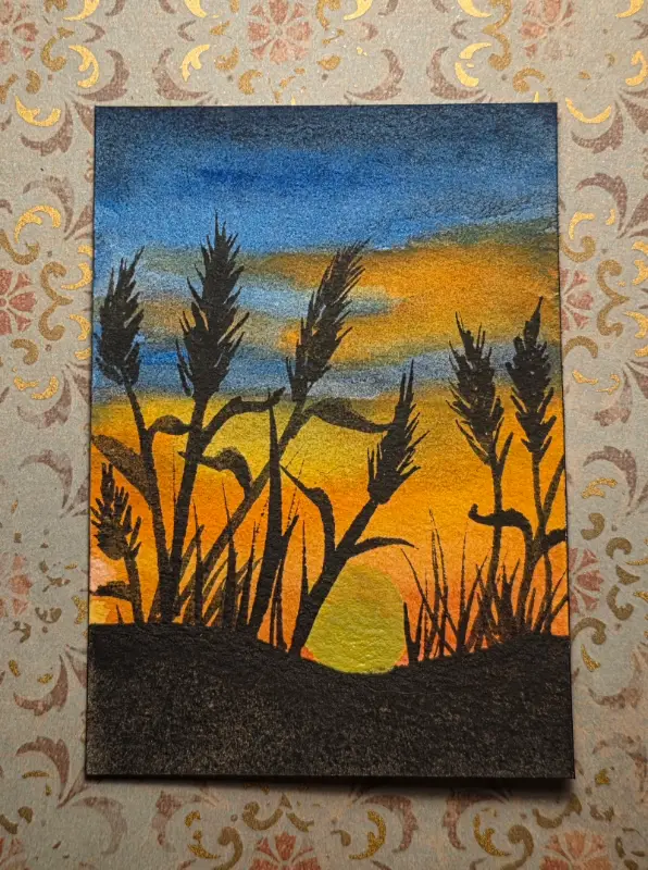 Sunset Beach aceo art card