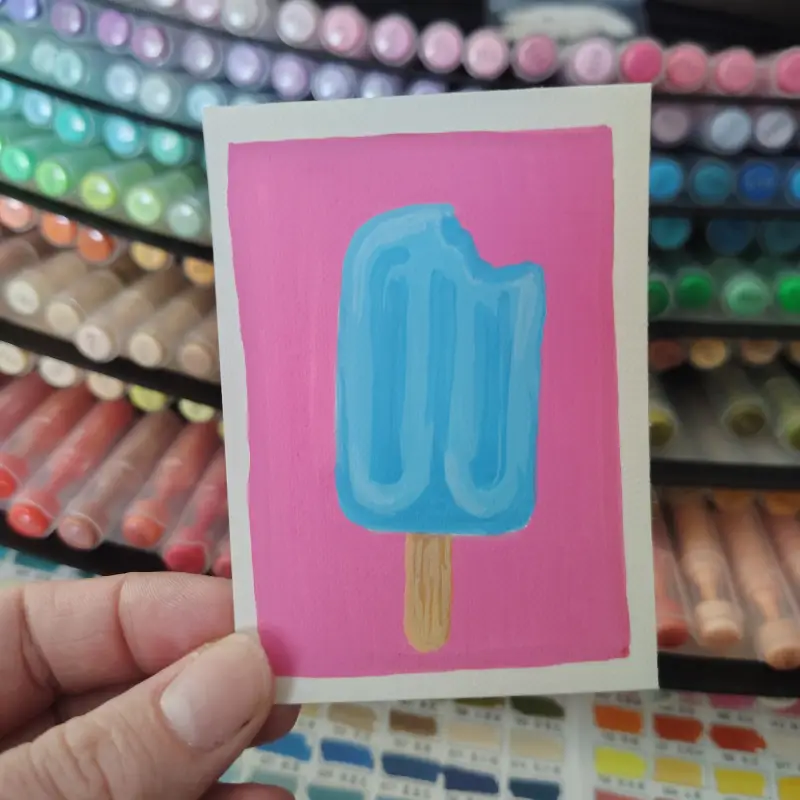 Blue Raspberry Popsicle aceo art card
