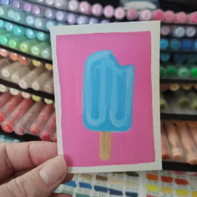 Blue Raspberry Popsicle aceo art card thumbnail 1