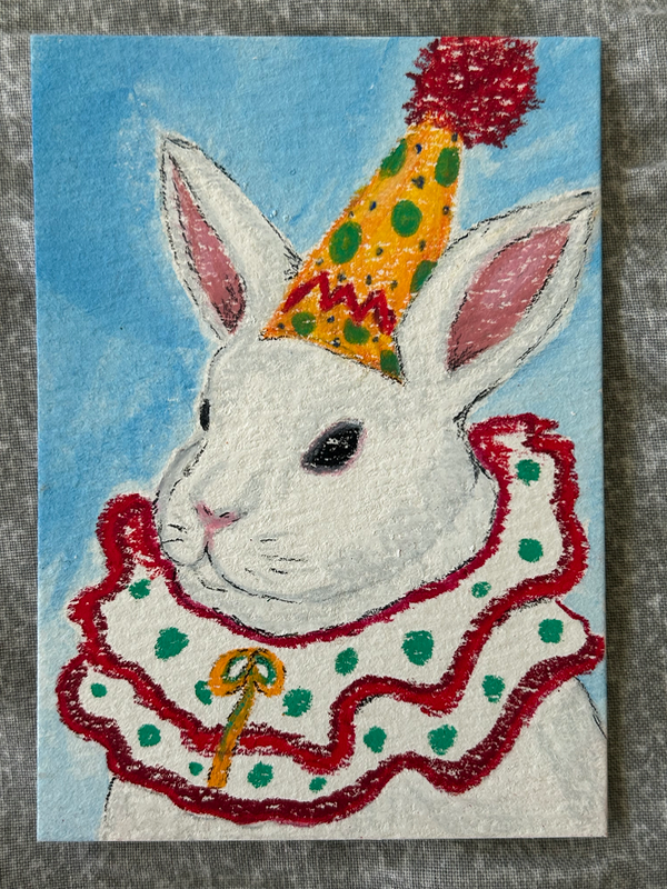 Party Bunny aceo art card