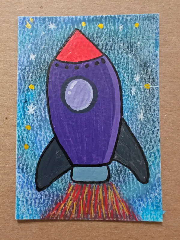 TO THE MOON aceo art card