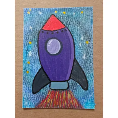 TO THE MOON aceo art card thumbnail 1