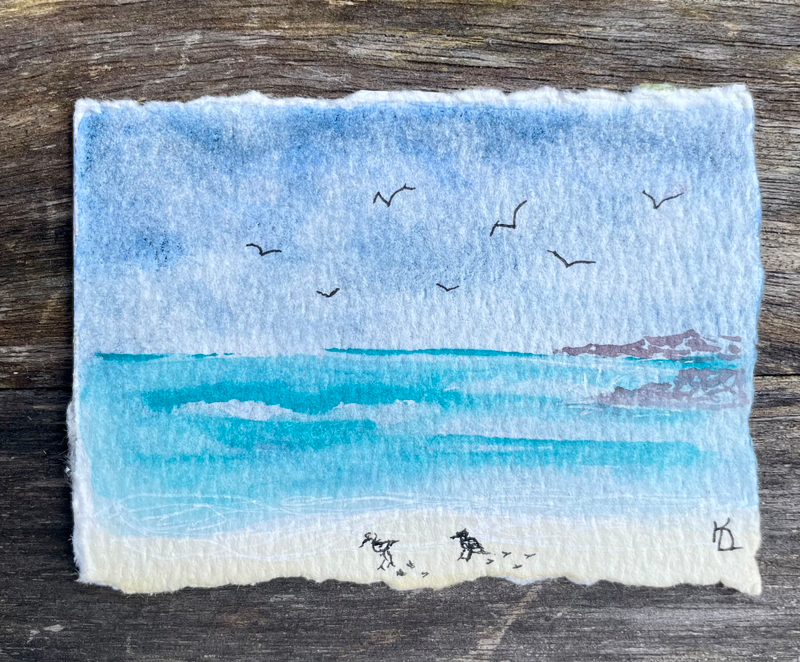 Birds at the Beach aceo art card