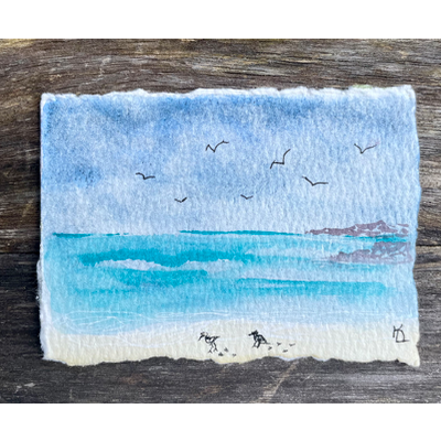 Birds at the Beach aceo art card thumbnail 1