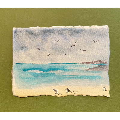 Birds at the Beach aceo art card thumbnail 3