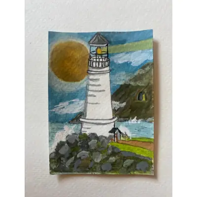 Lighthouse No. 1 aceo art card thumbnail 3