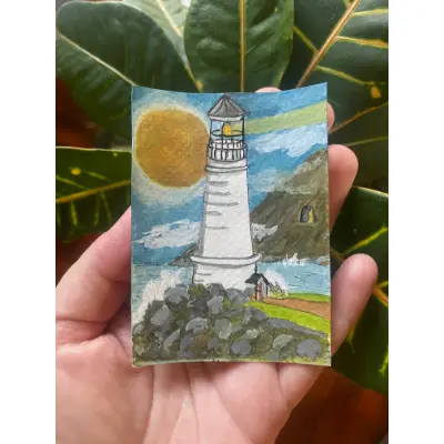 Lighthouse No. 1 aceo art card thumbnail 2